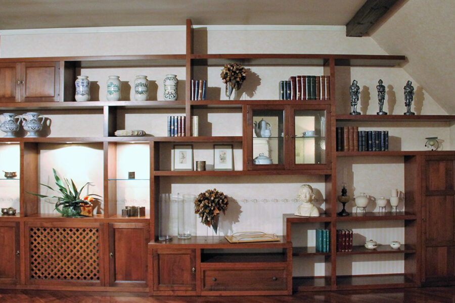 Libreria Marchetti in massello di Ontano e Noce Nazionale