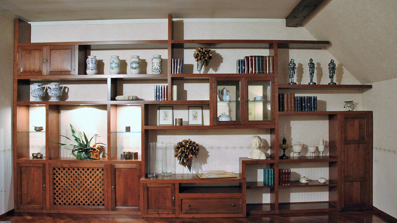 Libreria Marchetti in massello di Ontano e Noce Nazionale